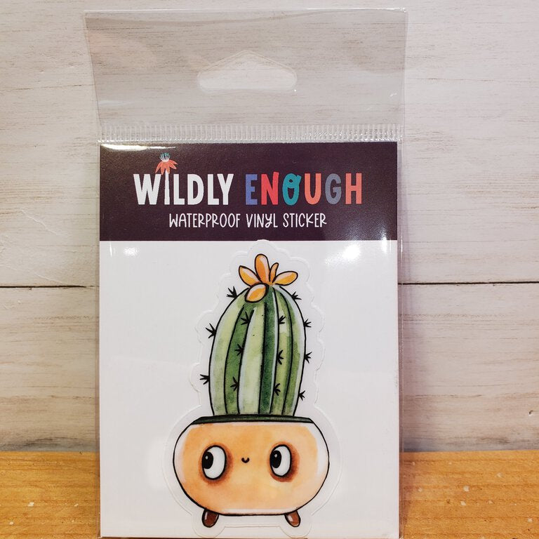 Cute Cactus In Yellow Pot Sticker