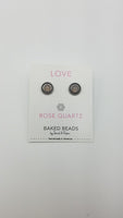 LOVE/ROSEQUARTZ POWER STONE STUD EAR RINGS
