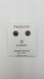 GARNET/PASSION POWER STONE STUD EAR RINGS