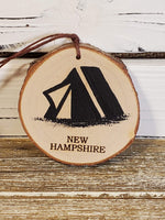 Tent New Hampshire small birch tree wooden ornament