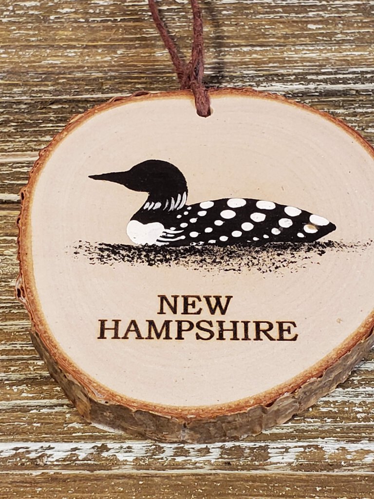 NH Loon Small Birch Ornament