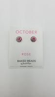 BIRTH STONE EARRINGS OCTOBER/ROSE QUARTZ