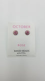 BIRTH STONE EARRINGS OCTOBER/ROSE QUARTZ