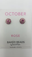 BIRTH STONE EARRINGS OCTOBER/ROSE QUARTZ