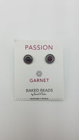 GARNET/PASSION POWER STONE STUD EAR RINGS