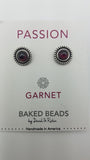 GARNET/PASSION POWER STONE STUD EAR RINGS