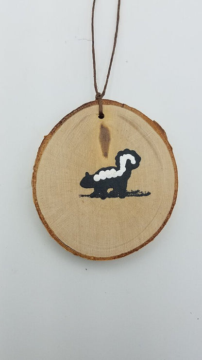 Small Skunk Birch Ornament