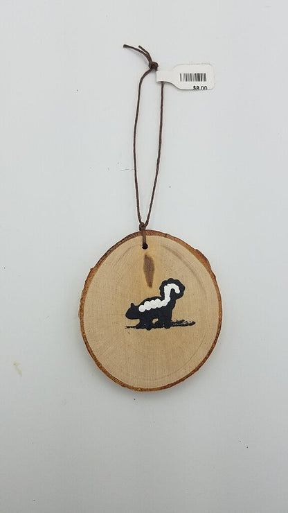 Small Skunk Birch Ornament