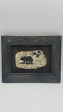 BEAR ON BIRCH BARK 5X7 BARN WOOD FRAME