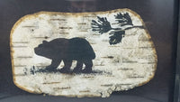 BEAR ON BIRCH BARK 5X7 BARN WOOD FRAME