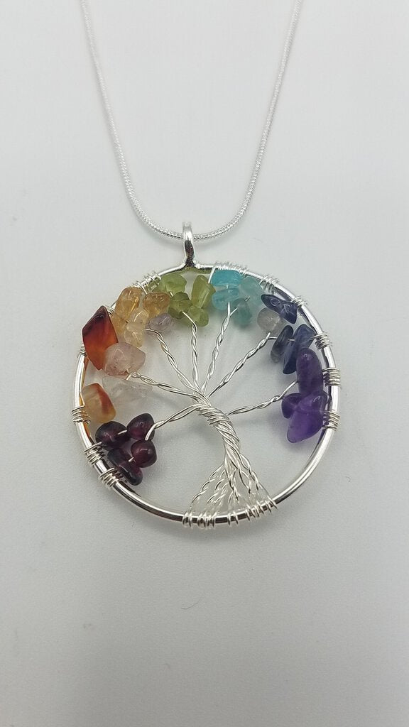 Gemstone Tree Of Life Pendant Necklace