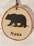 Bear "Nana" Small Birch Tree Ornament.