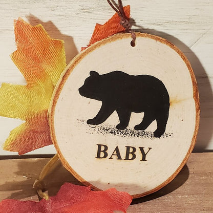 Baby Bear Small Birch Ornament