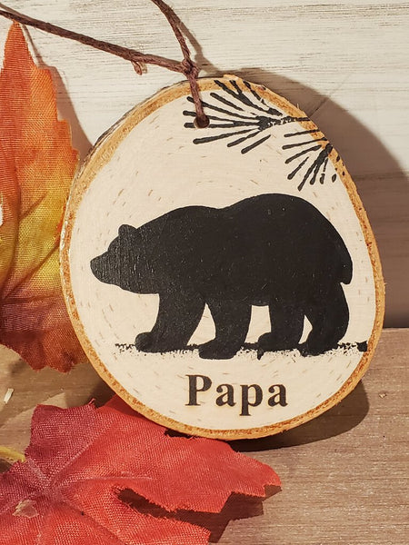 BEAR "PAPA" MED BIRCH TREE ORNAMENT