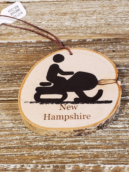 NH Snowmobile Small Birch Ornament