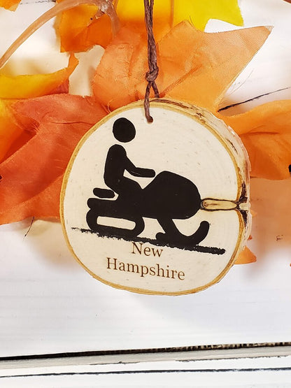 NH Snowmobile Small Birch Ornament