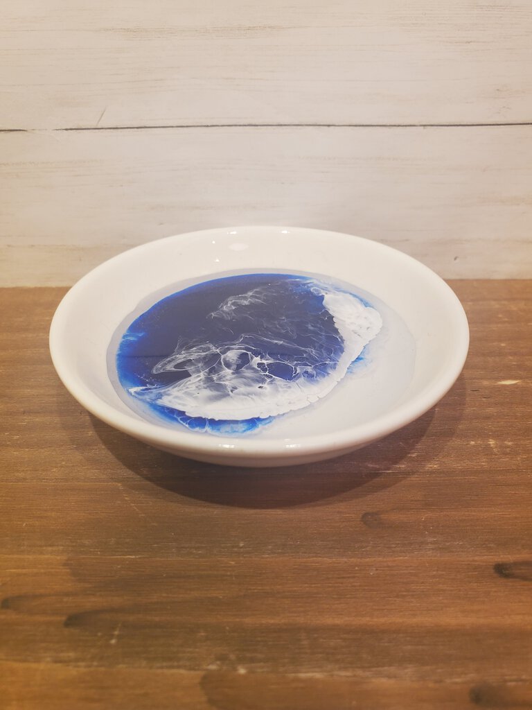 Ocean Themed Ceramic Round Trinket Dish