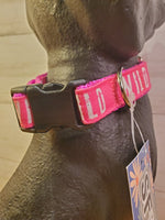 WILD DOG COLLAR- FUCHSIA- LARGE 16-22" (SEW FETCH DOG CO)