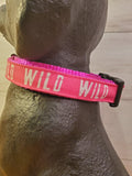 WILD DOG COLLAR- FUCHSIA- MEDIUM 14-18" (SEW FETCH DOG CO)