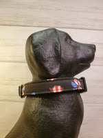 FLAG PAWS DOG COLLAR- MEDIUMM 14-18" (SEW FETCH DOG CO)