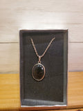 BLACK SILVER CHAIN WITH BLOACK PENDENT STONE