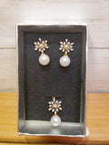 SILVER EARRINGS WITH PENDANT -Z PEARL (GOLD PLATED)