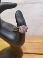 SILVER RING WITH ZIRCON (GOLD PLATED)