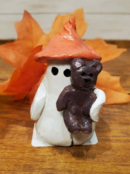 Teddy Orange Hat Clay Ghost