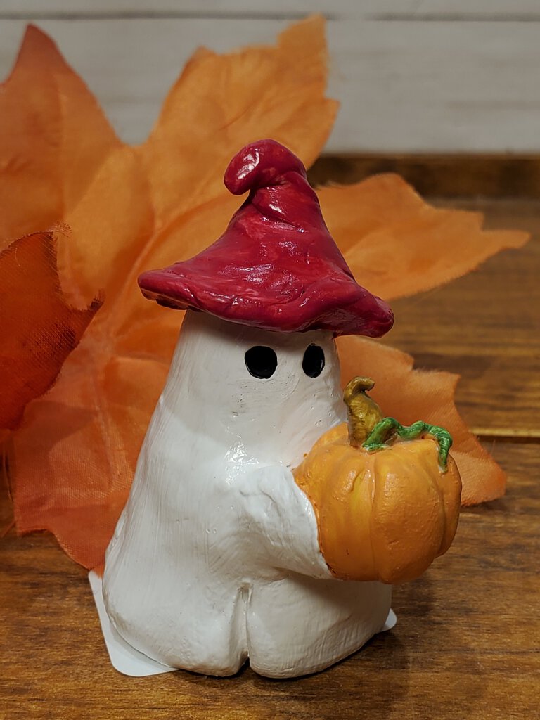 Pumpkin Red Hat Clay Ghost