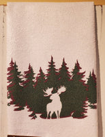 Pine Tree Moose Kitchen Towel