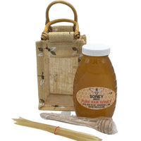 Honey Gift Bag Set: Jar, Bag, Sticks, Dipper