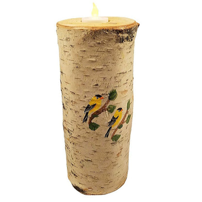 Yellow Finch Birch Large Candle Holder