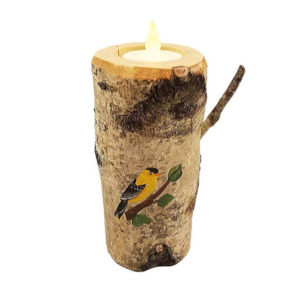 Yellow Finch Birch Small Candle Holder