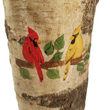 CARDINALS PAINTED ON REAL BIRCH TREE, CANDLE 10"
