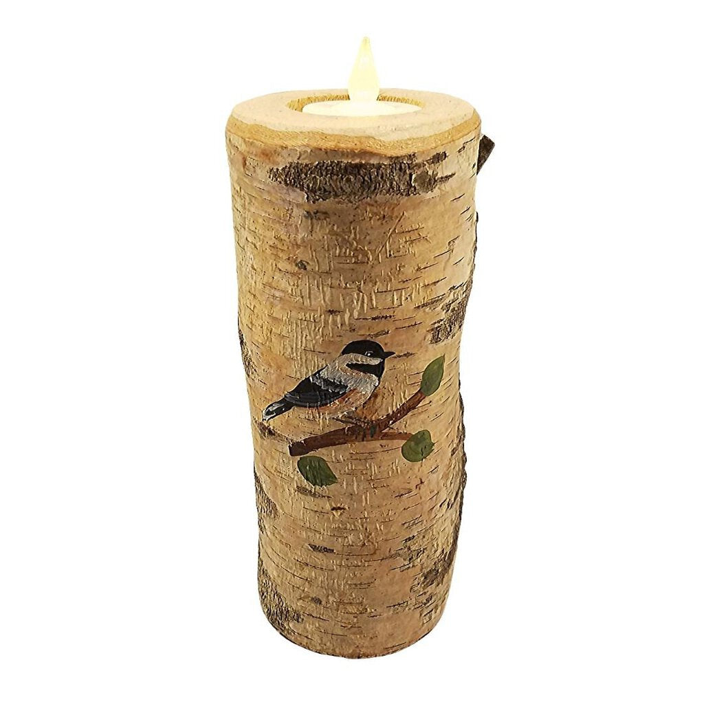 Chickadee Birch Large Candle Holder