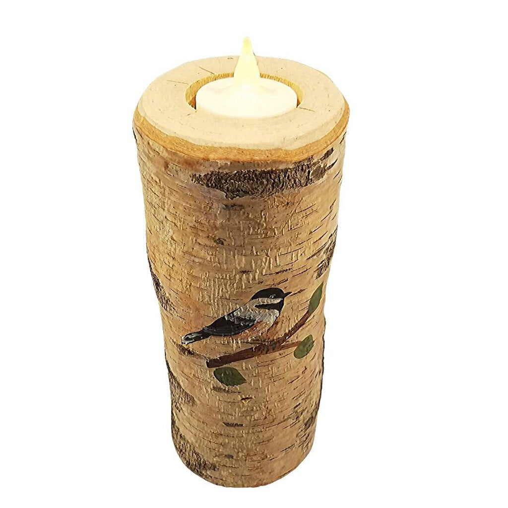 Chickadee Birch Large Candle Holder