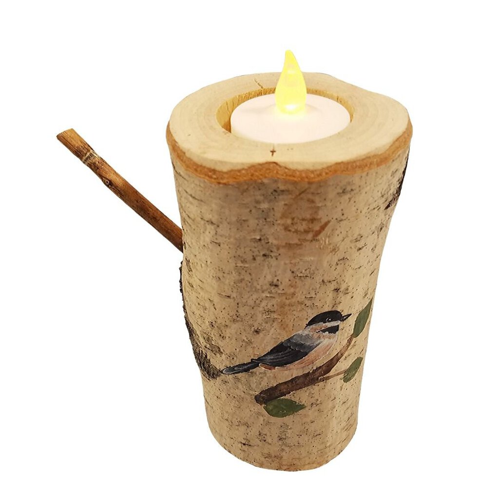 Chickadee Birch Small Candle Holder