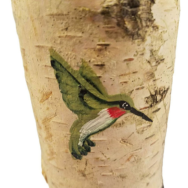 HUMMINGBIRD CANDLE HOLDER, MADE FROM BIRCH TREE, CANDLE 6"