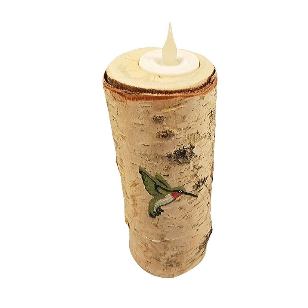 Hummingbird Birch Candle Holder