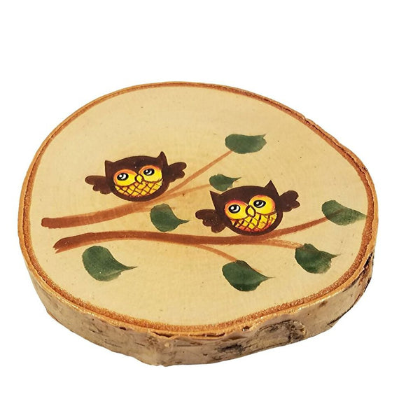 Color Owl Birch Tree Slice Coaster (Single)