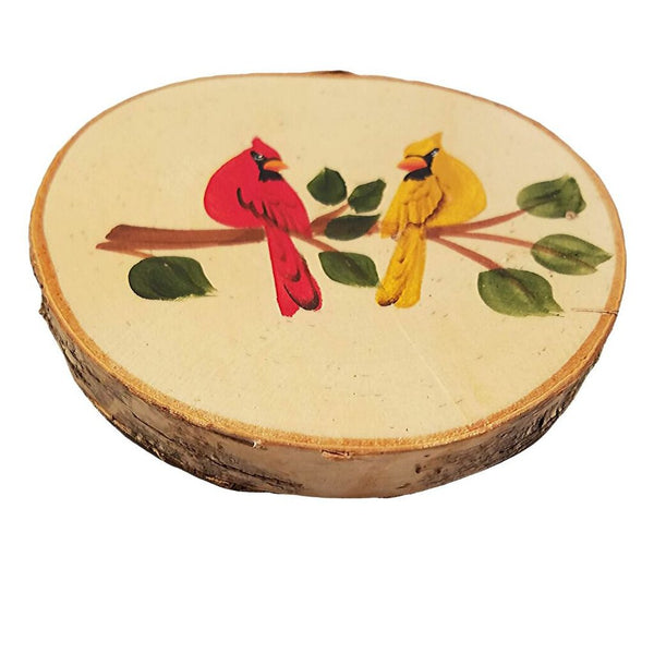 Cardinal Birch Tree Slice Coaster (Single)