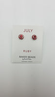 BIRTHSTONE EAR RINGS JULY/RUBY