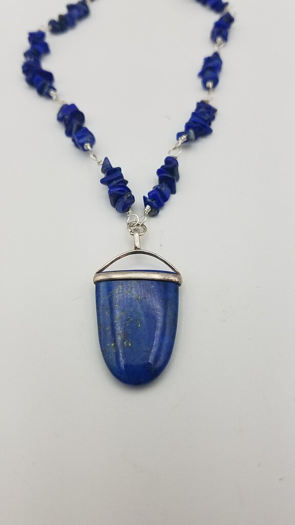 Sterling Silver Lapis Beaded Necklace