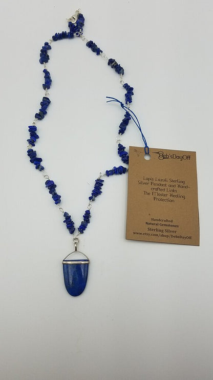 Sterling Silver Lapis Beaded Necklace