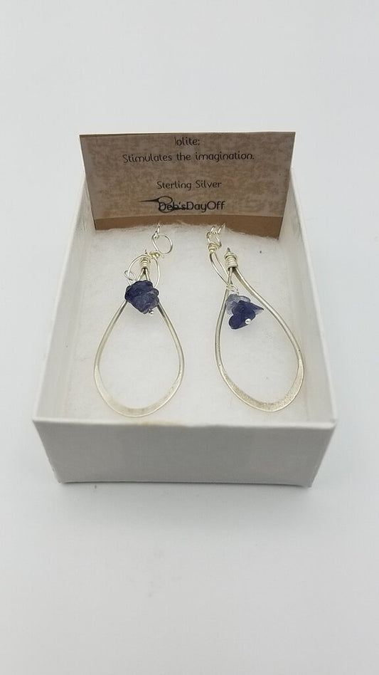 Sterling Silver Teardrop Earrings with Lolite