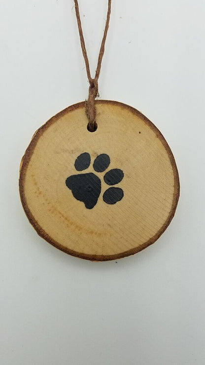 Paw Print Small Birch Ornament