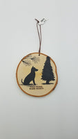 Large Dog "Cold Noses Warm Hearts" Birch Tree Slice Ornament