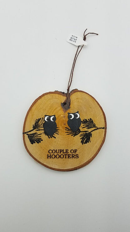 Couple Of Hooters Owl Birch Ornament