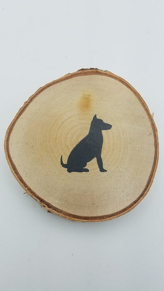 Dog Birch Tree Slice Coaster (Single)