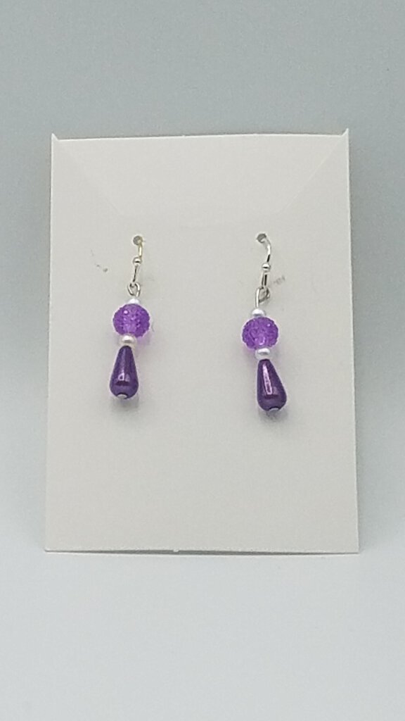 Purple Beaded Earrings